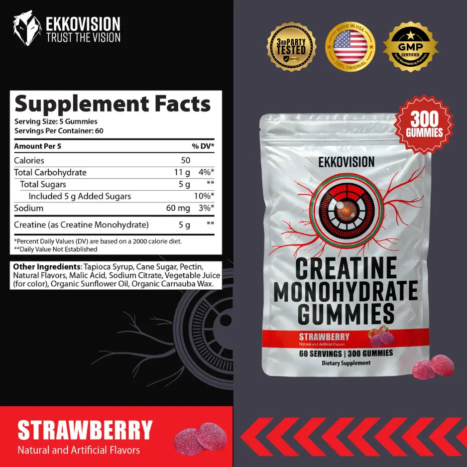 EKKO Creatine Gummies 300 Gummies 3RD Party Tested