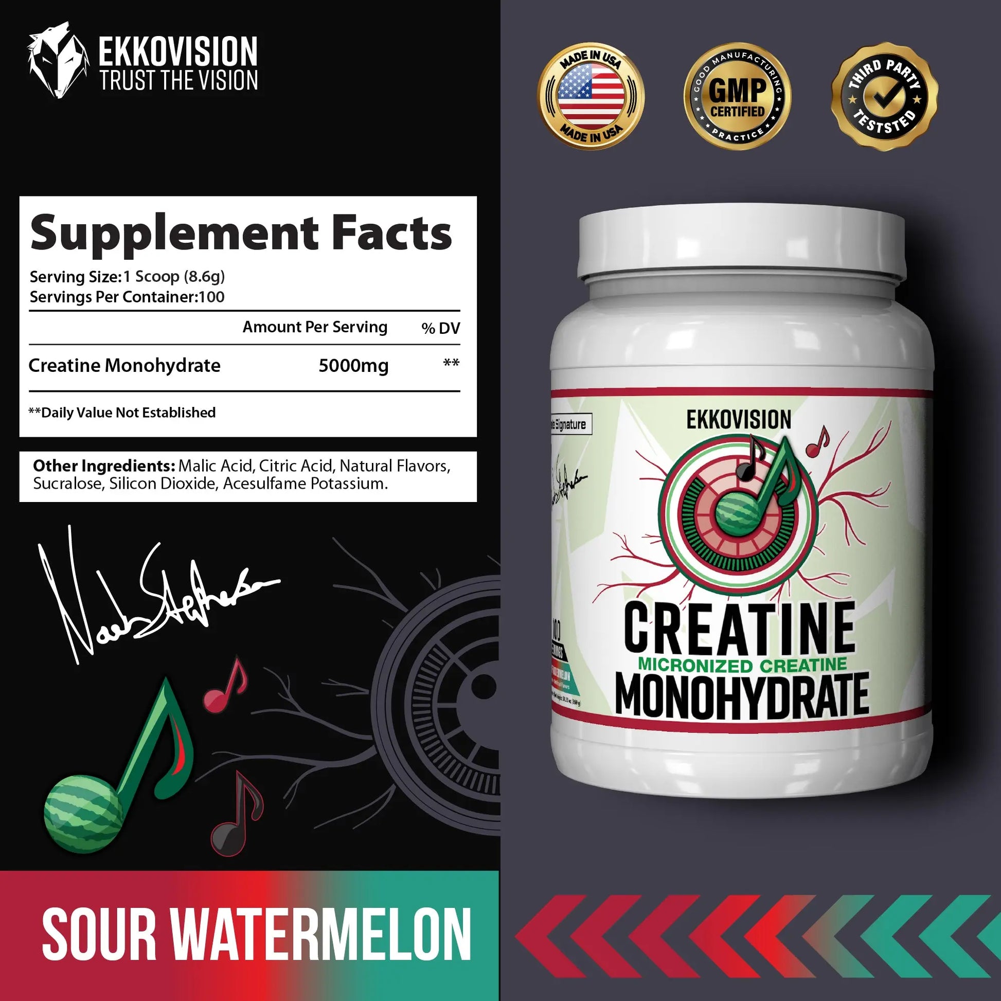 Ekko Creatine 3RD Party Tested Dietary Healthcare Supplement - ekkovision