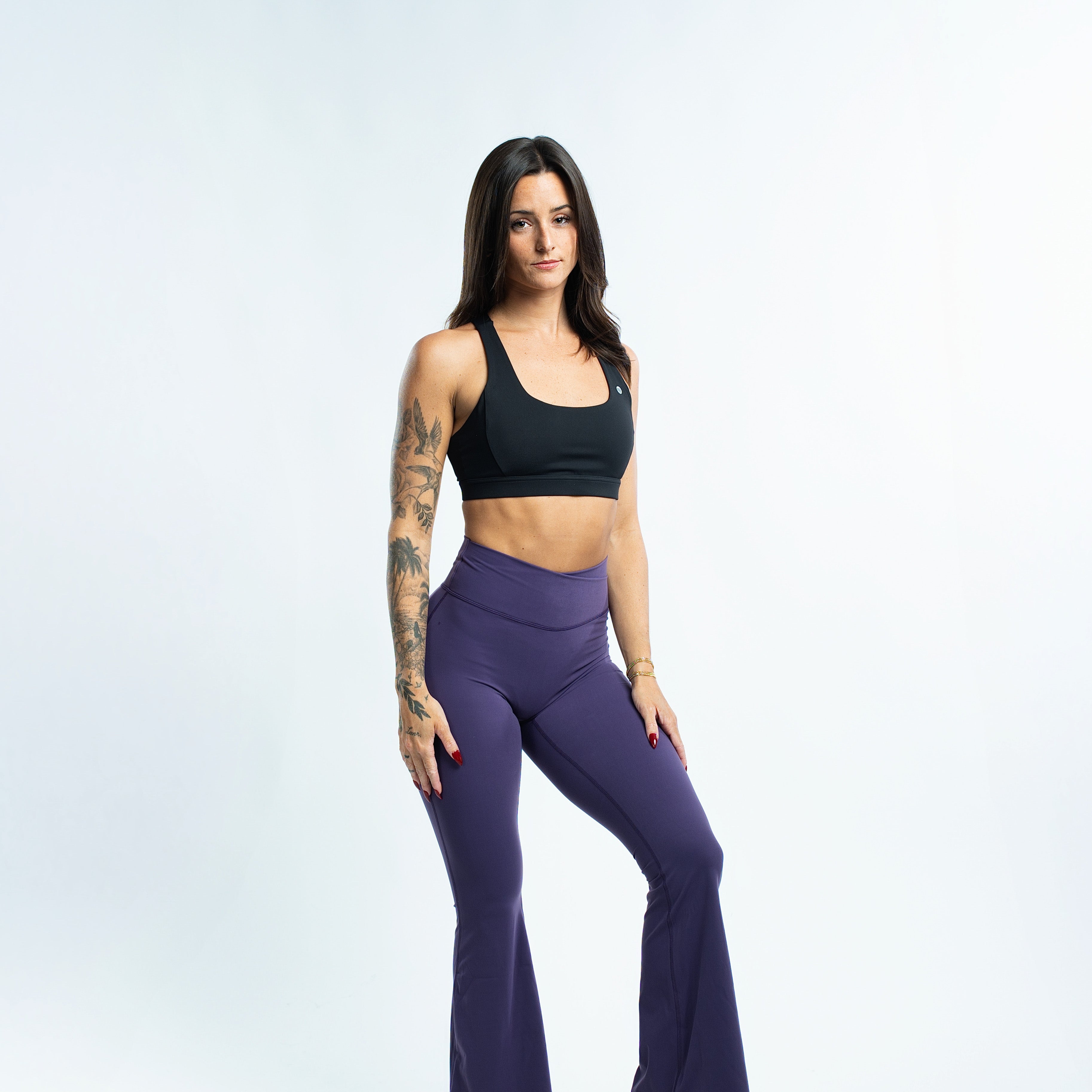 Ekko Womens Seamless High Waisted Crossover Flare Leggings