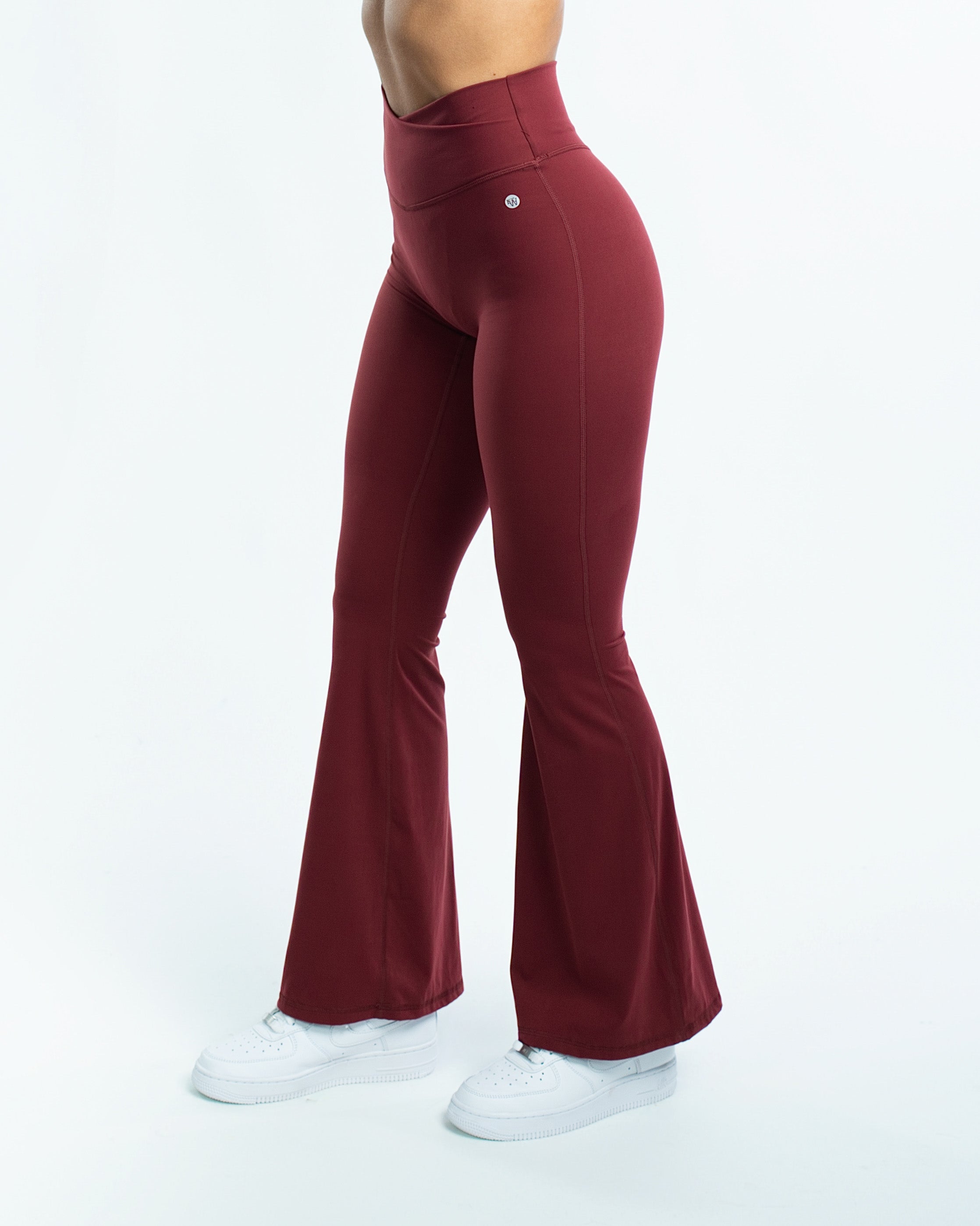 EKKO Womens Seamless High Waisted Crossover Flare Leggings