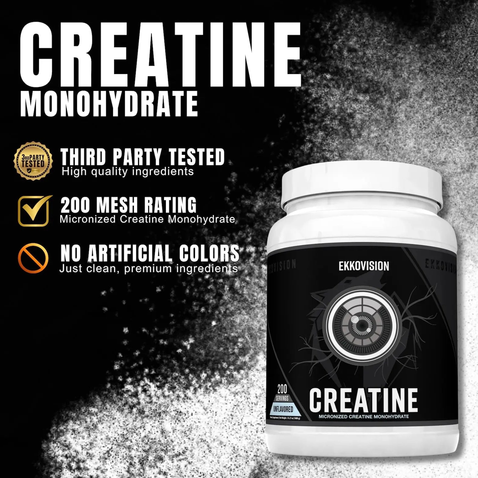 Ekko Creatine 3RD Party Tested Dietary Healthcare Supplement - ekkovision