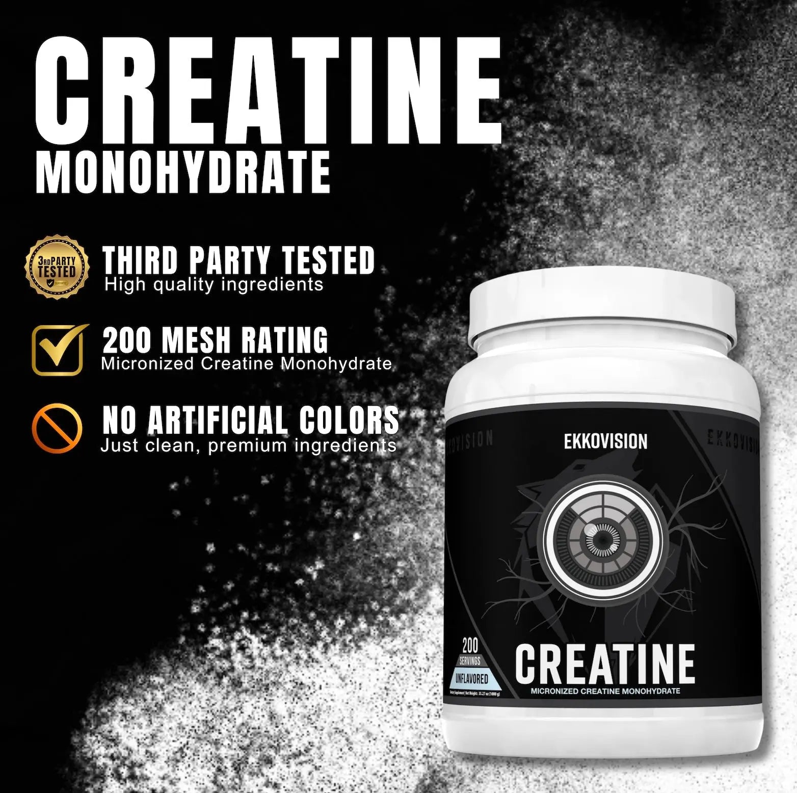 Ekko Creatine 3RD Party Tested Dietary Healthcare Supplement - ekkovision