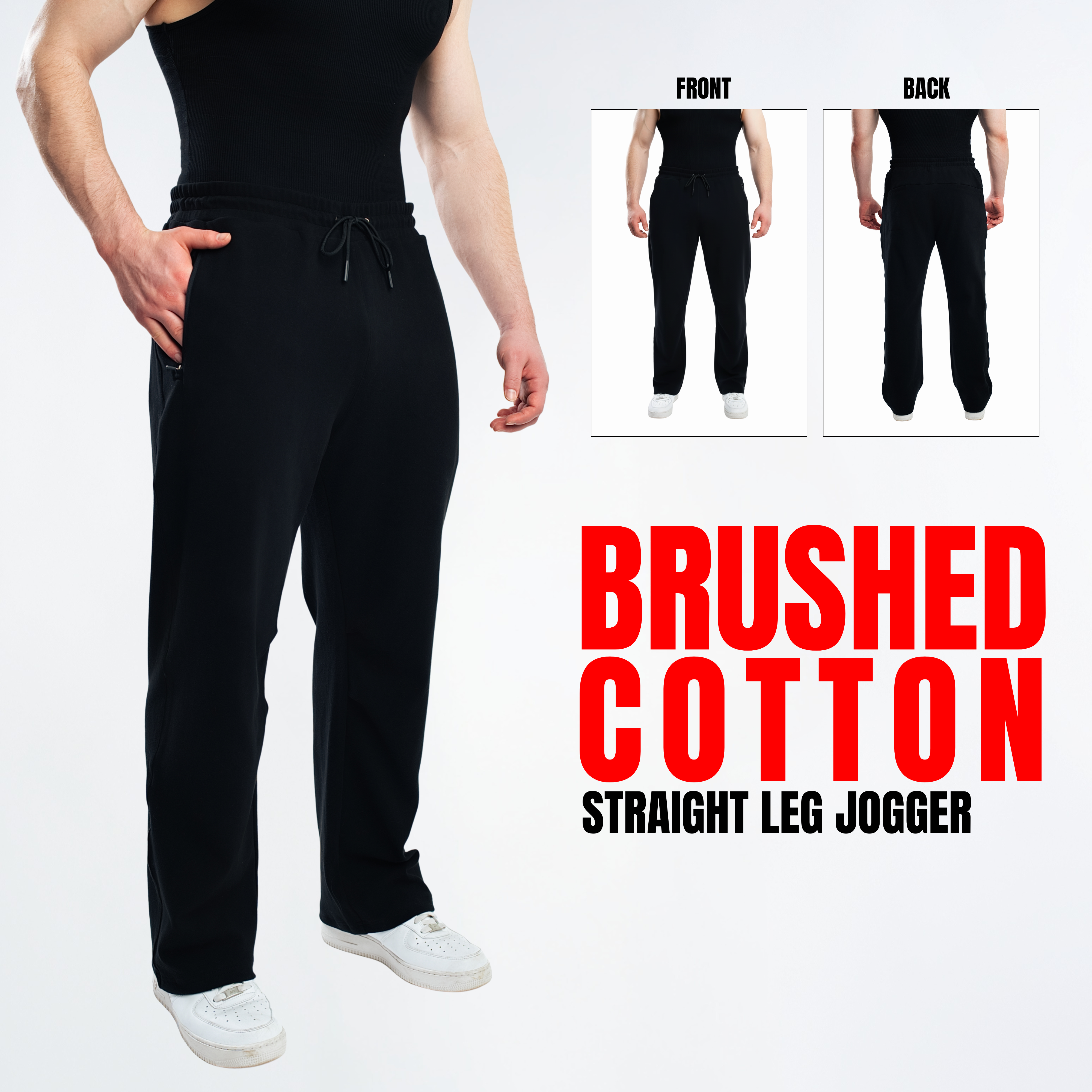 Terry Cotton Straight Leg Jogger