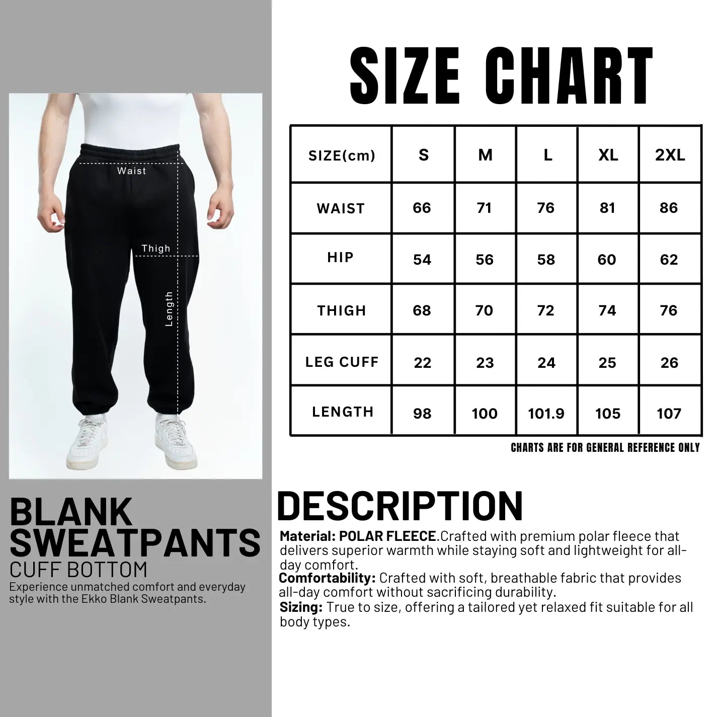 EKKO Polar Fleece Blank (Straight Leg/Cuffed) Sweatpants