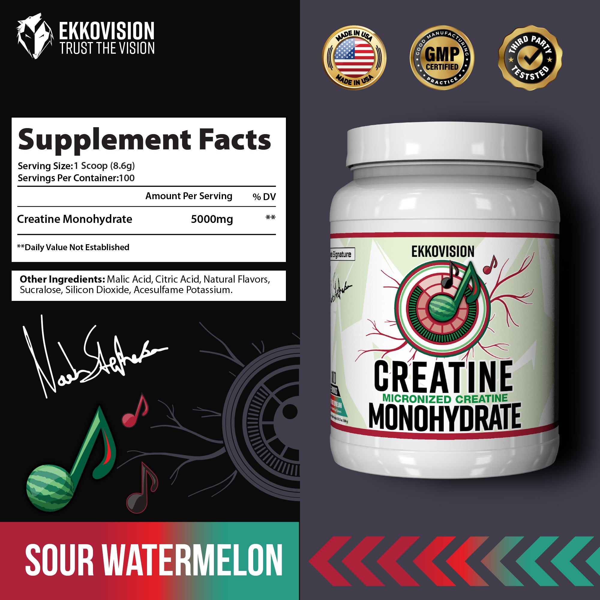 Ekko Creatine 3RD Party Tested Dietary Healthcare Supplement