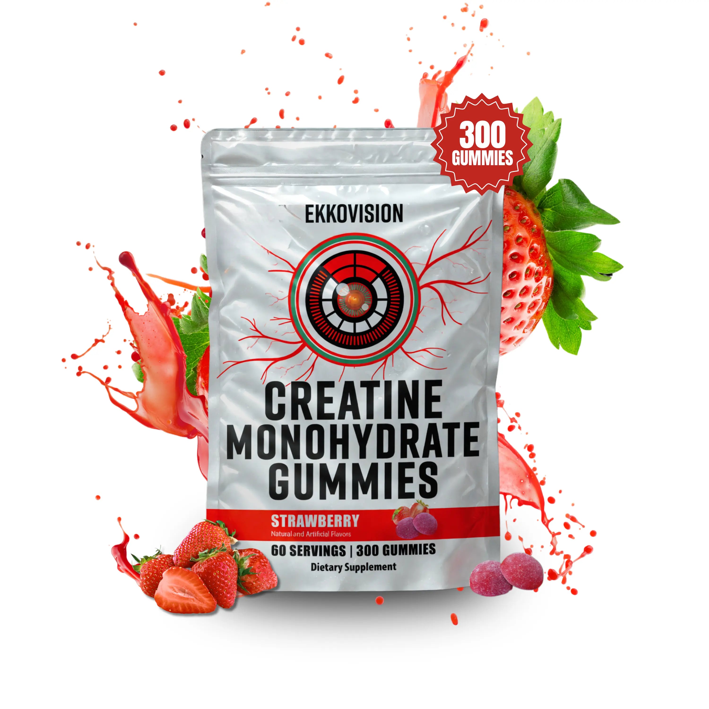 EKKO Creatine Gummies 300 Gummies 3RD Party Tested