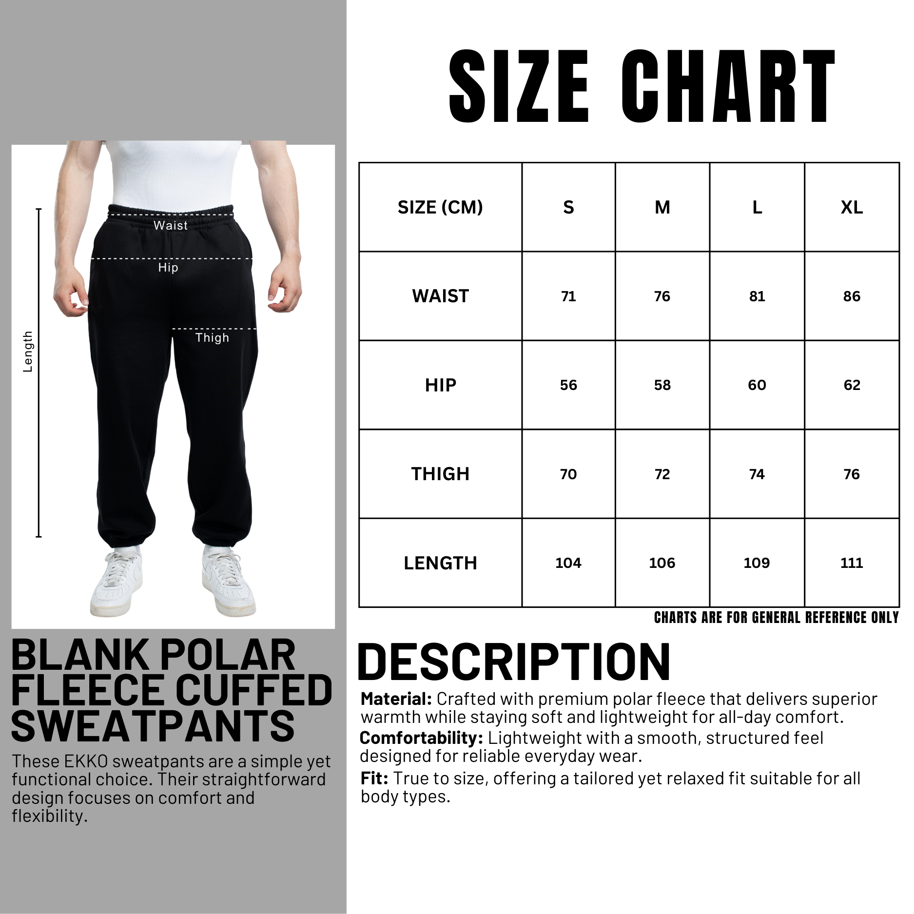 EKKO Blank Polar Fleece Cuffed Sweatpants