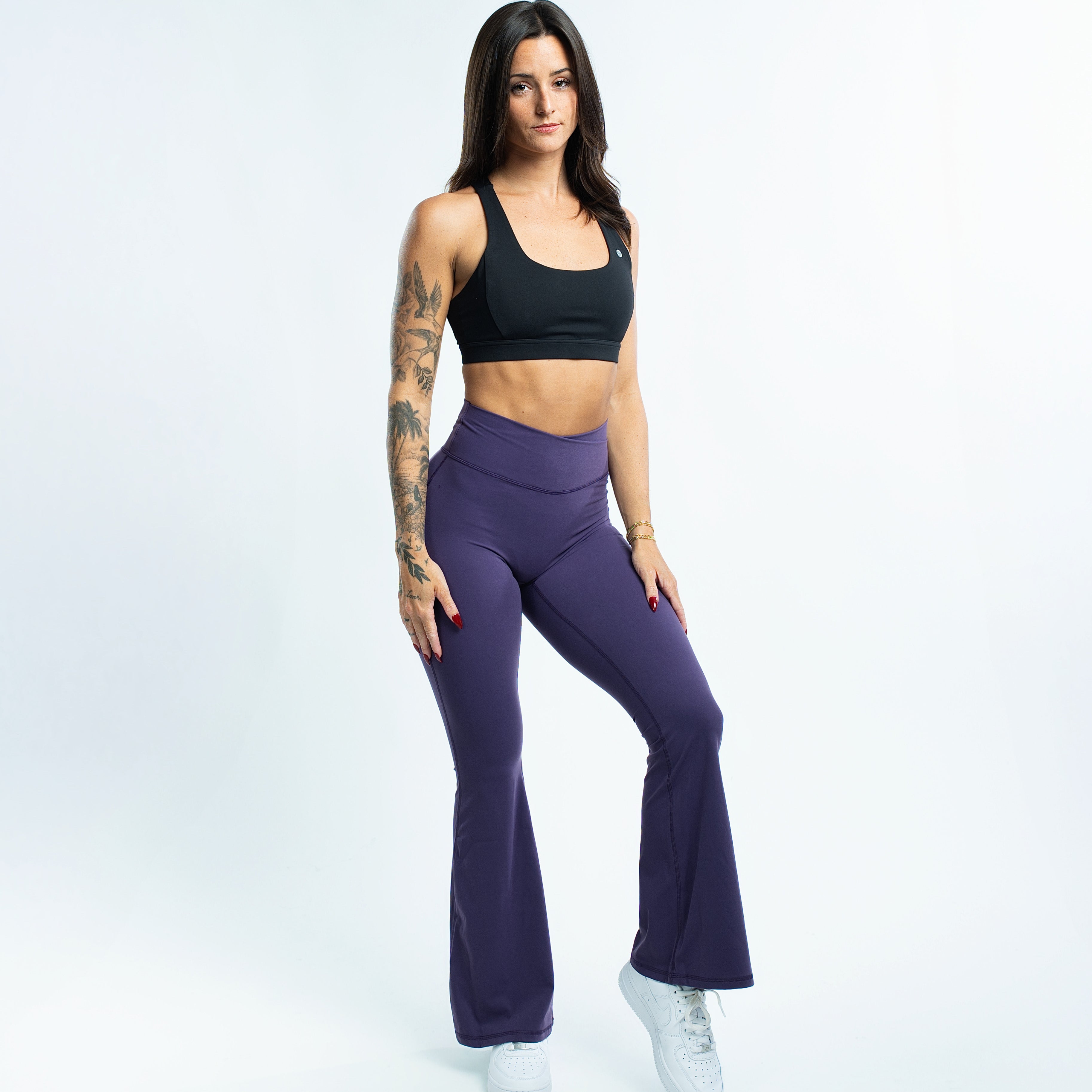 Ekko Womens Seamless High Waisted Crossover Flare Leggings