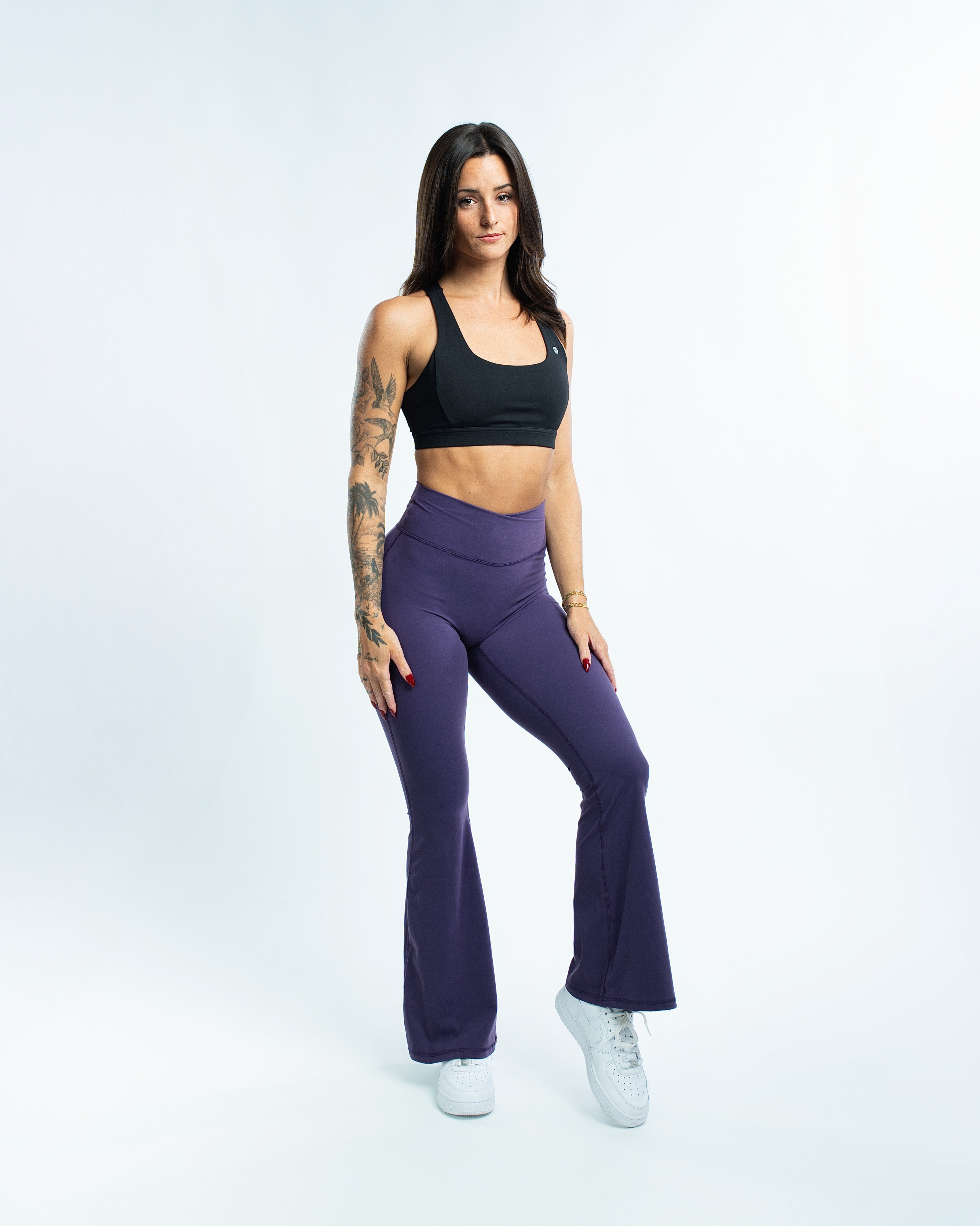 EKKO Womens Seamless High Waisted Crossover Flare Leggings