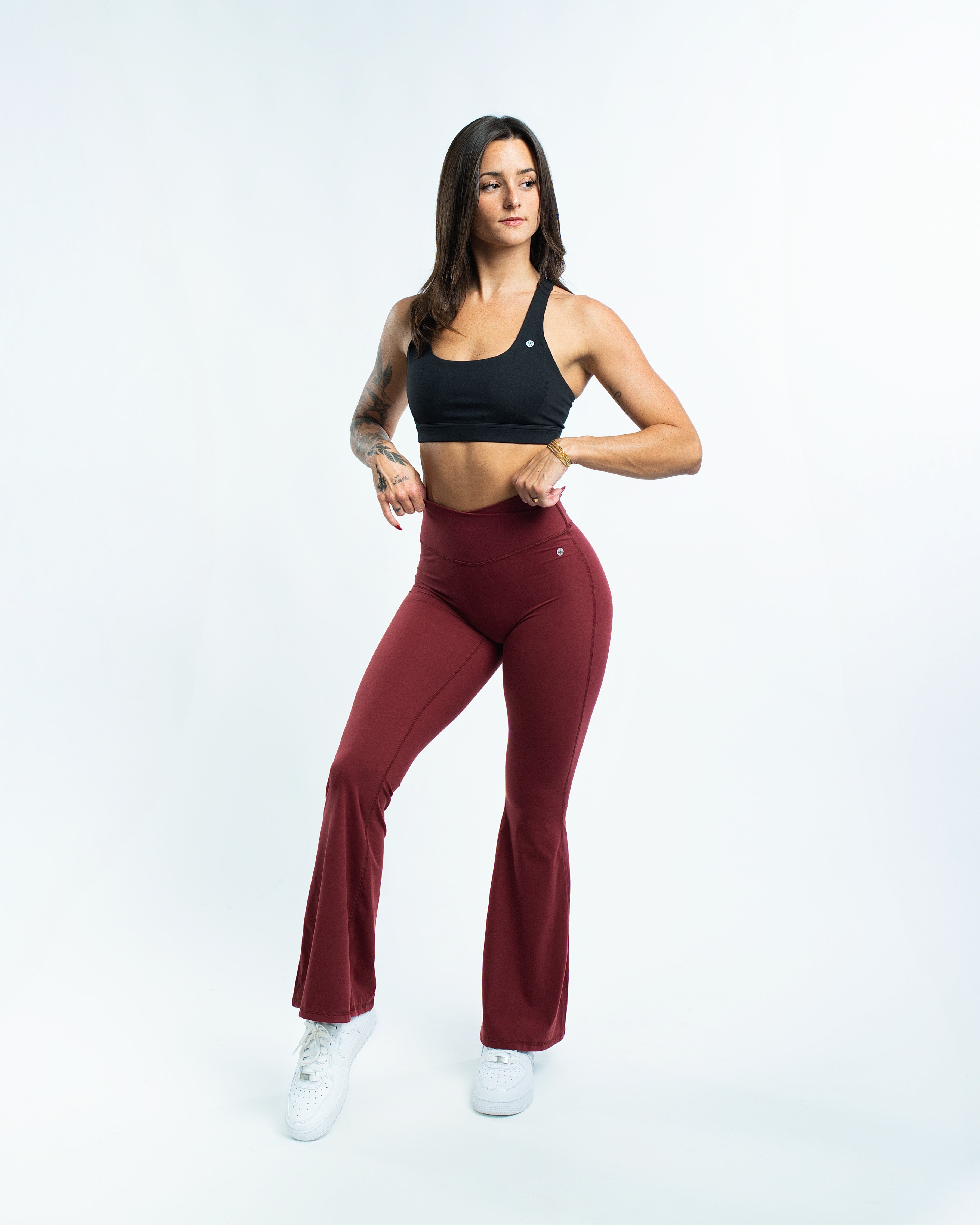 EKKO Womens Seamless High Waisted Crossover Flare Leggings