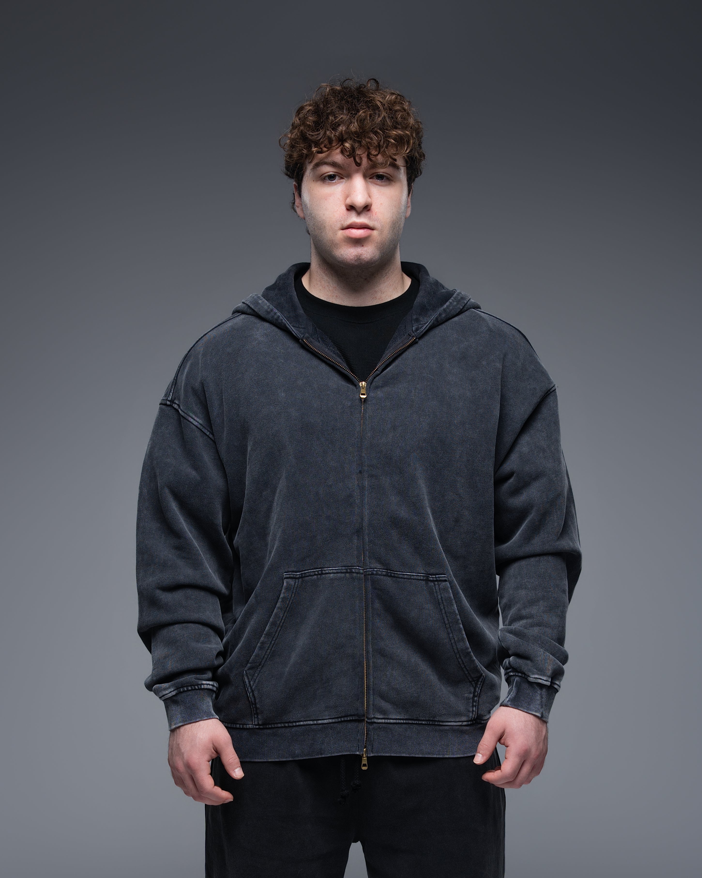 Oversized Terry Cotton Acid Wash Zip Up 100% Cotton – ekkovision