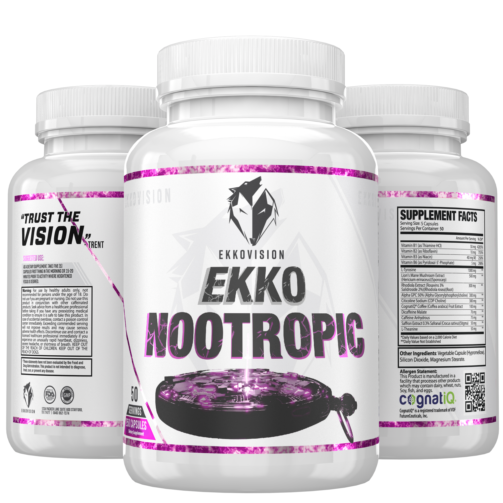 EKKO NOOTROPIC 50 SERVINGS VEGGIE CAPS