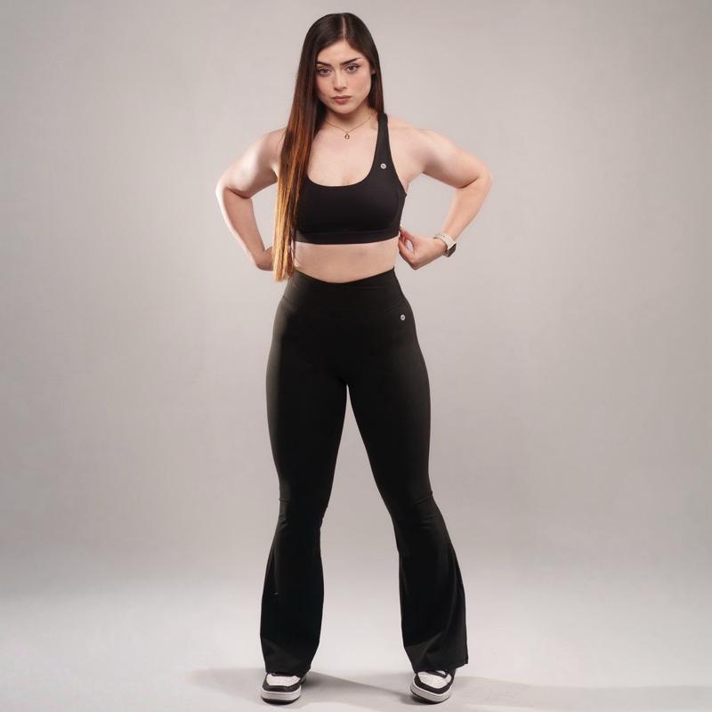 EKKO Womens Seamless High Waisted Crossover Flare Leggings