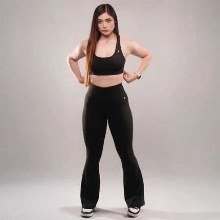 EKKO Womens Seamless High Waisted Crossover Flare Leggings